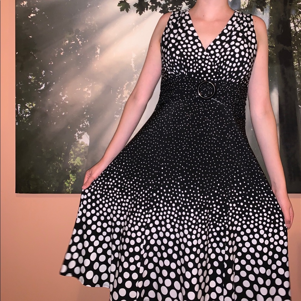 Black and White Polka Dotted Dress